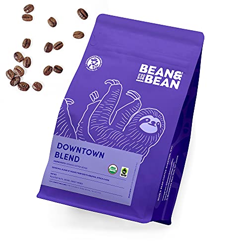 Bean & Bean Downtown Blend Organic Coffee Beans – Medium Roast Coffee Blend – Creamy, Clean and Smooth Fair Trade Whole Bean Coffee – Ideal Espresso Coffee Beans, 12oz