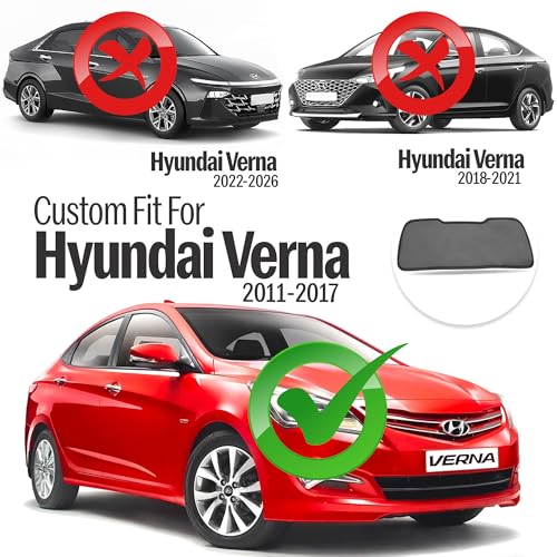 Image of Autofact Dicky Curtain for Verna 2011-2016 | Custom Fit Rear Windshield Sunshade | Foldable Mesh | Privacy & Cooling Car Accessory | Car Rear Sun Shade UV Block Easy Install Durable Black Mesh