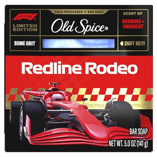 Image of Old Spice Bar Soap for Men, F1 Collection, Cold Pressed with Some Grit, Fast Track to Freshness, Made with Natural Oils & Plant Based Cleanser, Redline Rodeo with Oakmoss & Undercut Scent, 5 oz
