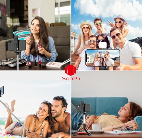 Image of Selfie Light Stick with Tripod Stand, 3 in 1 Multifunctional design, Rechargable LED Light with Two Brighness Levels for Make up, Selfie, Vlogging & Photo Shoot,70cm Selfie stick with Bluetooth Remote