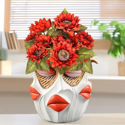 TOZLU Art Abstract Face Planters Pots Head,Unique Fun Abstract Fa...