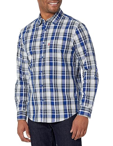 Levi's Men's Classic 1 Pocket Long Sleeve Button Up Shirt, Peter Plaid Arctic Ice, X-Large