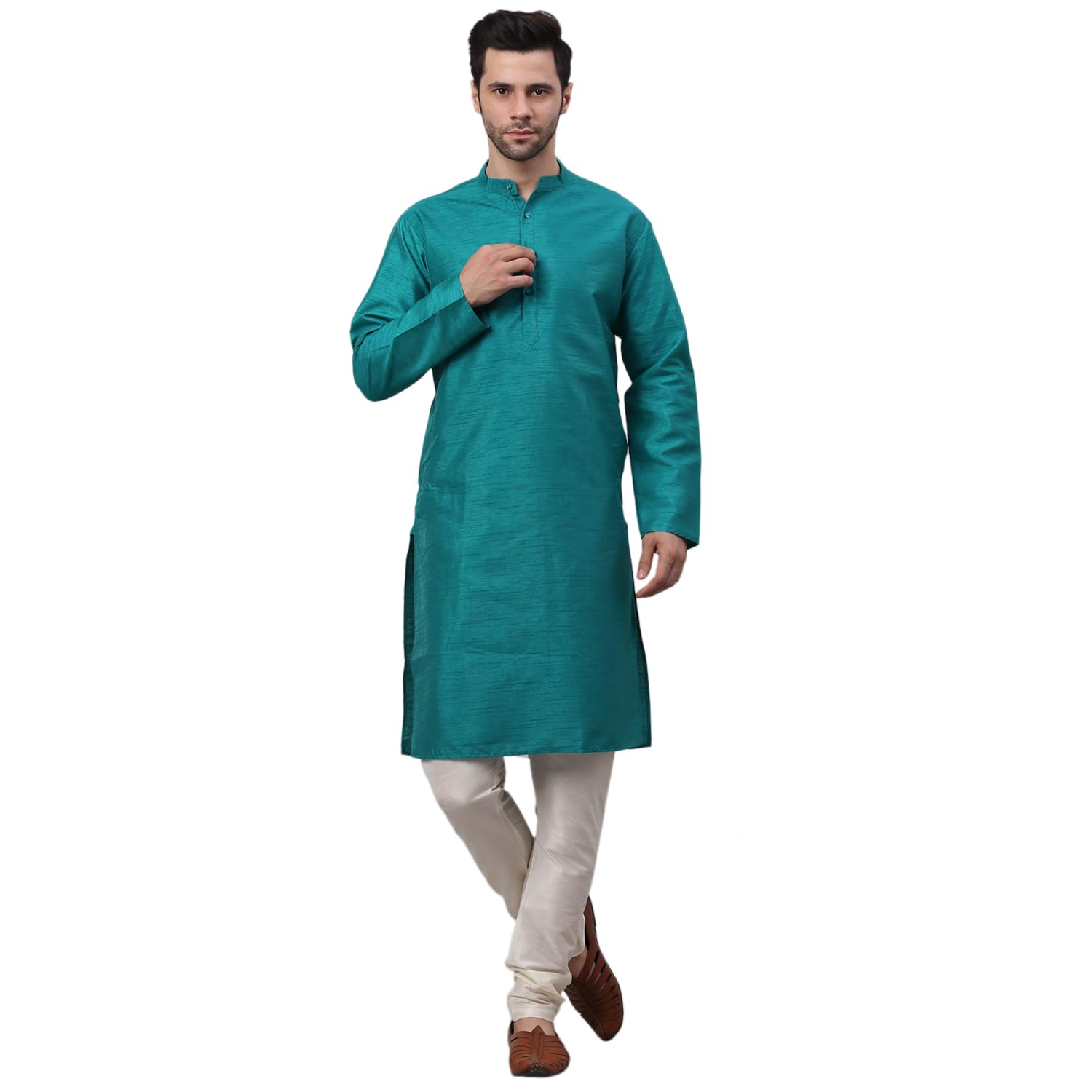 jompers Men's Solid Dupion Silk Kurta and Churidar Set-picture-21