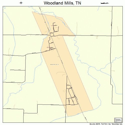 Large Street & Road Map of Woodland Mills, Tennessee TN Printed poster size wall atlas of your