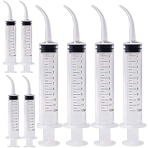 Gufastoe 10pcs 12ml Kunststoff Curved Spritze Dental Irrigation Spritze für Die Zahnpflege, Heimtiere Pflege, Kleberfüllung