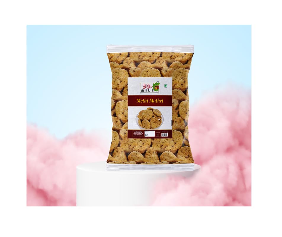 90's MILL Authentic Healthy Methi Matthi | Mathri | Nimki | Evening Tea Time Snacks | Healthy | Crispy | Namkeen | Ready to eat | Occasion | Snacks | Festival | Preservatives Free-1Kg*5Pack 2