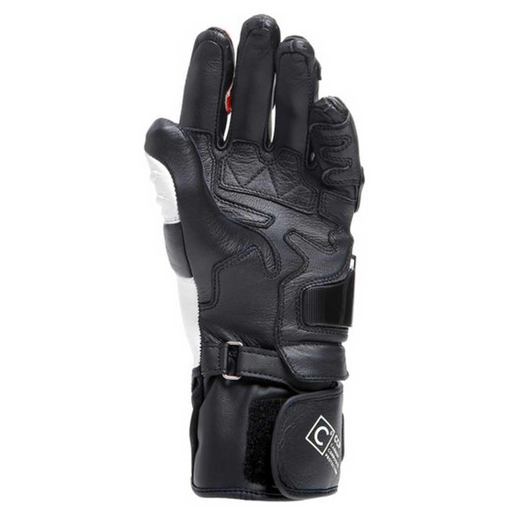 Dainese - Carbon 4 Long Lady Gloves, Guantes Moto Largos, Deportivos, en Piel, con Protecciones de Carbono en los Nudillos, Mujer, Negro/Blanco/Rojo Fluo, XL