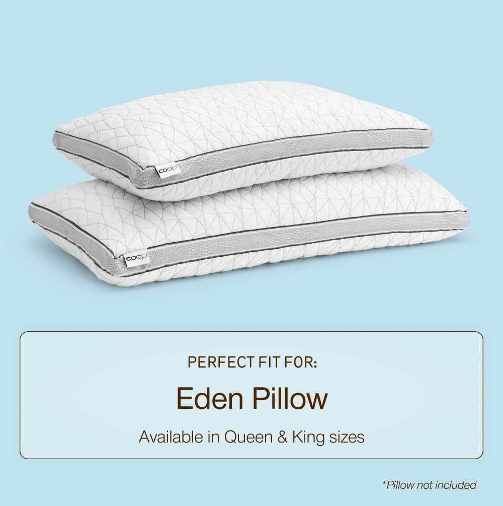 Coop Home Goods Eden Cool Pillow Cover, King Pillowcase for Memory Foam Pillows, Breathable Ultra Soft Fabric Covers with 2-inch Gusset