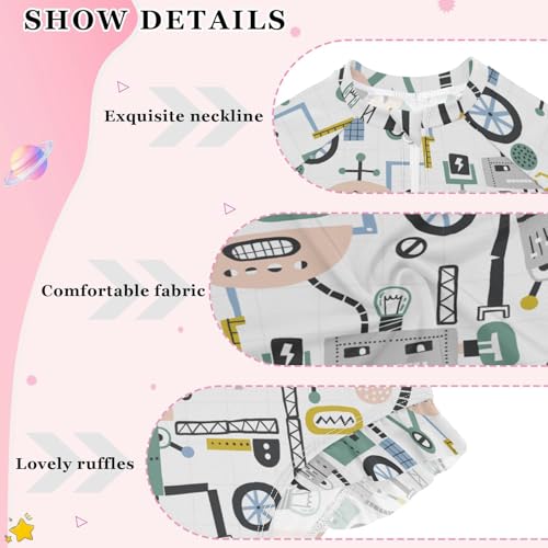 Aflyko Girls' Rash Guard Swimsuit Funny Robot One-Piece Swimwear UPF 50+4