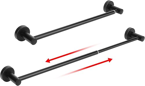 NearMoon Toallero de baño, accesorios de baño, toallero grueso de acero inoxidable para baño, toallero montado en la pared (paquete de 2, negro