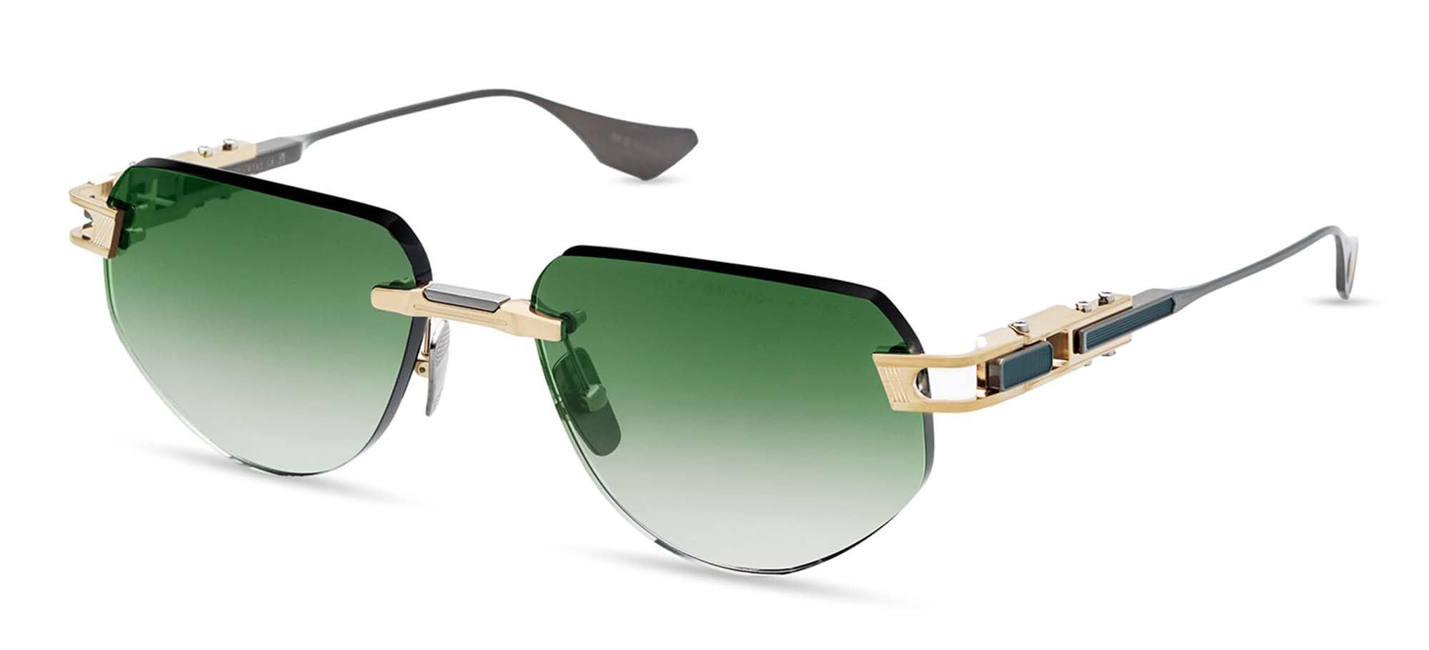 Dita GRAND-IMPERYN DT DTS164 A-02 White Gold Antique Silver Metal Rimless Sunglasses Green Gradient Lens 56-17-137