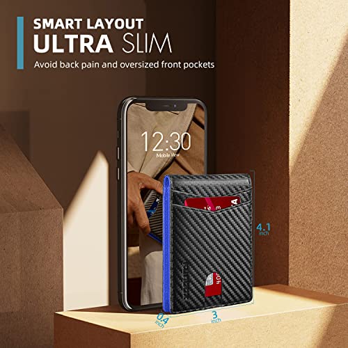 Runbox Wallet For Men Slim 11 Credit Card Holder Slots Bifold Leather Rfid Wallet Blocking Small Thin Men's Wallet Minimalist Front Pocket Large Capacity Gift Box Carbon #TOP2