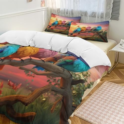 Housse de couette oiseau mignon 200x200 pour parure de lit douce - 5