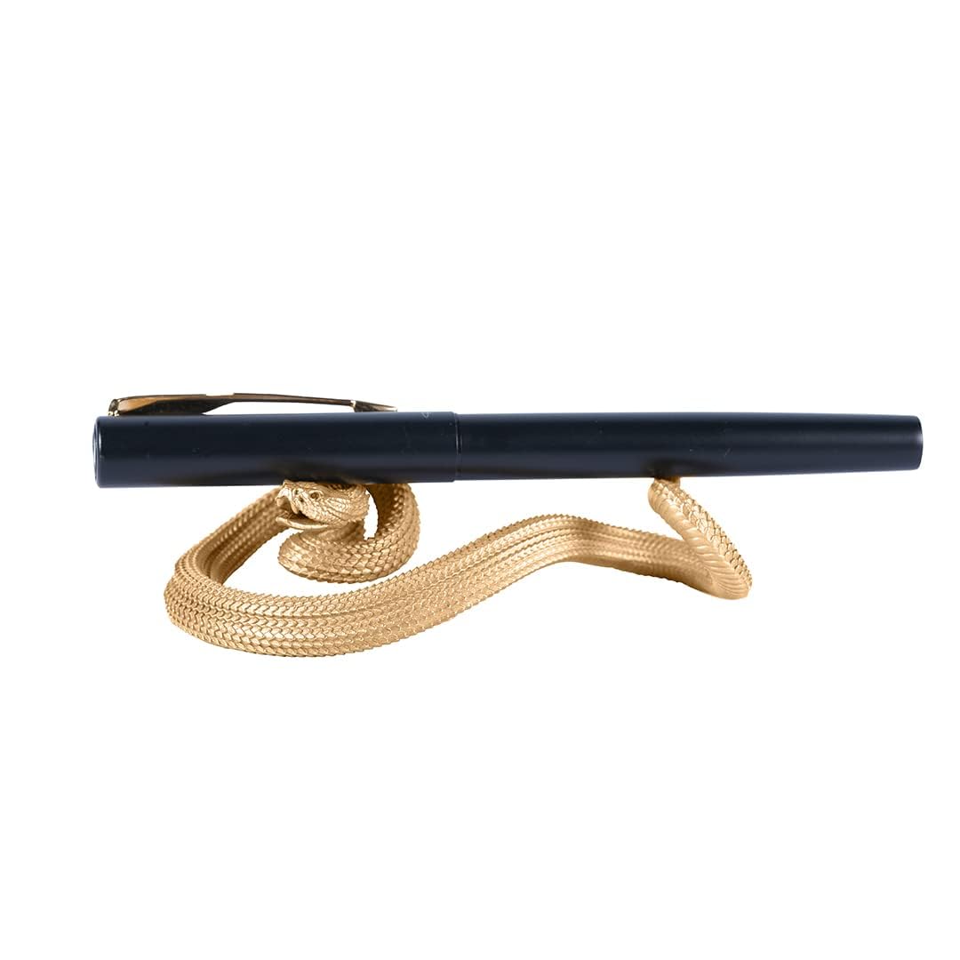 COPPERTIST.WU Rattlesnake Pen Holder Stand Statue Brass Snake Incense Holder Snake Crafts Creative Gift for Snake Lovers Desk Decor Office Organizers and Accessories (Brass 01)