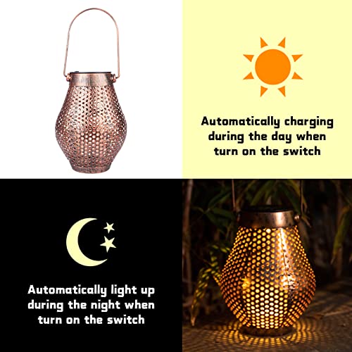 Afirst Hanging Solar Lanterns Solar Lights Outdoor Waterproof Solar Powered Led Tabletop Lantern For Garden Yard Tree Fence Patio, Brown,2 Pack #TOP4