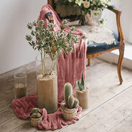 6 Pieces Cheesecloth Table Runners 10 Ft Dusty Rose Table Runner Gauze For Boho Rustic Wedding Centerpieces, Baby Shower Decorations Tea Party Mother’s Day Dinner Dusty Pink #TOP4