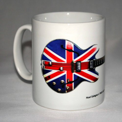 Guitar Mug. Noel Gallagher's 1960's Epiphone Sheraton 'Union Jack' Illustration.