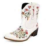 Haoeacr Cowboy Boots for Women Ankle Cowgirl Floral...