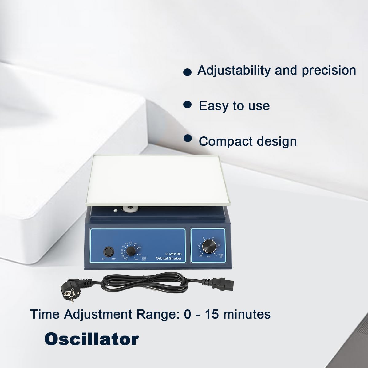 KJ-201BD Orbital Shaker, Einstellbare 20-210 RPM, Orbital Rotator Schüttler | zeitgesteuerte und kontinuierliche Modus, 10W Labor-Rotationsoszillator-Mischer für Chemisches & Biologisches
