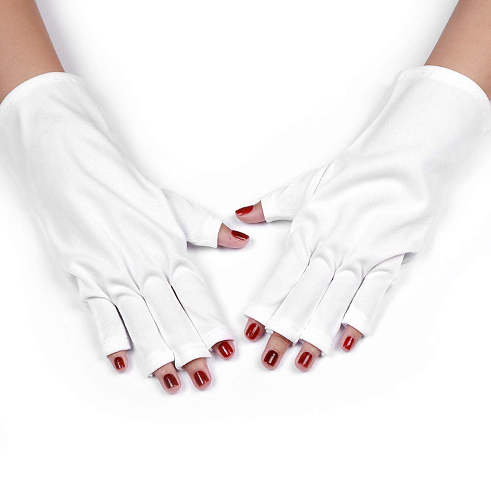 Rękawice do paznokci uv, rękawice UV do manicure żelowego, 1 para ochronne, białe z manicure, dla kobiet i mężczyzn