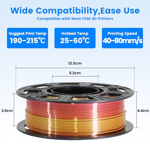 Image of MIKA3D 8 Spools Different Popular Colors 3D Printing Filament PLA Bundle, 1.75mm 4 Different Silk Rainbow PLA, 4 Different Glow in Dark PLA, Total 8 Spools Packed, 0.25kg /Spool, Total 2kg