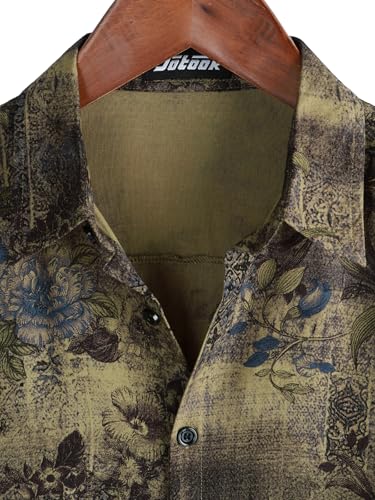 Image of JOTOOK Mens Hawaiian Shirt Short Sleeve Button Down Tropical Shirts Casual Floral Summer Beach Shirt