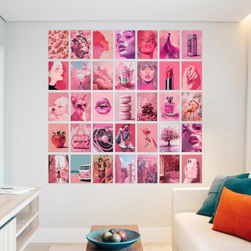 Image of Wallgasm Paper Pink Aesthetic Poster Set-Set Of 54, 4 X 6 Inches Wall Decor Poster-Posters For Bedroom, Living Room, Office|Aesthetic Room Decor Items