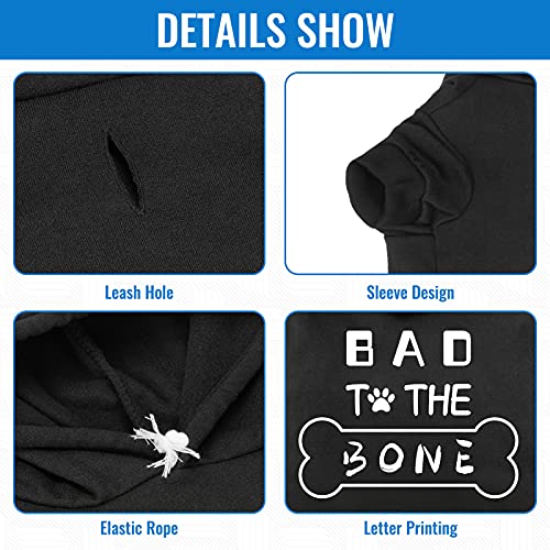 Dog Hoodies Bad The Bone Printed - Cold Protective Winter Coats Warm Puppy Pet Dog Clothes Black Color Extra Large - Image 4