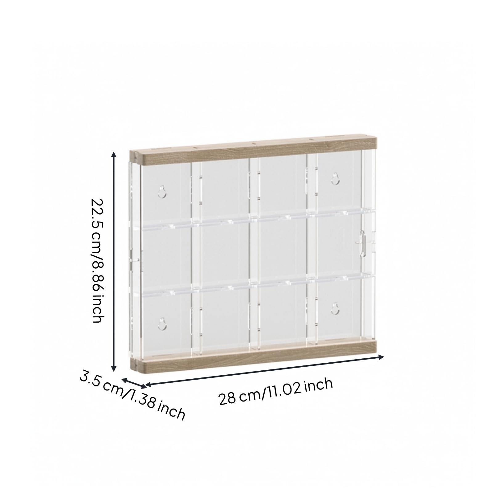 predolo Wandmontage-Display mit Holzoptik wandmontiert acryl-vitrinenbox staubdicht wandvitrine für tischaufstellung , 66x66mm , 12
