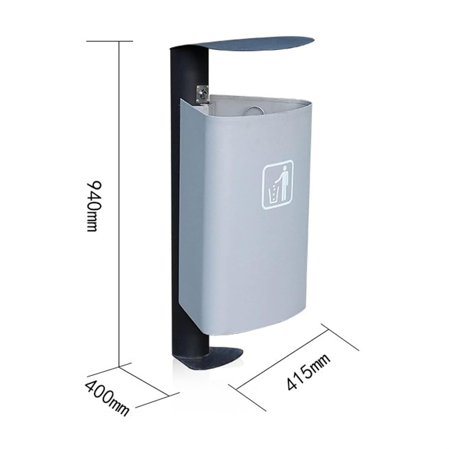 Garbage Cans Stainless Steel Trash Can, Outdoor Metal Commercial Recycling Waste Container with Stable Frame and Top Lid, Removable Inner Bucket, Easy to Install O,One Color-400 * 415 * 940mm