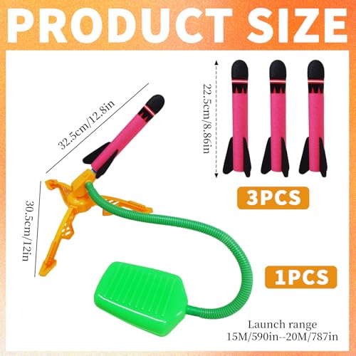 TENGWA Raketen Spielzeug für Kinder 3-12 Jahre Stomp Rocket 3 Stücke Raketen Wurfrakete Fliegt über 65+ Füße Weit Spielen im Garten Naturpädagogik Geschenk für Jungen und Mädchen