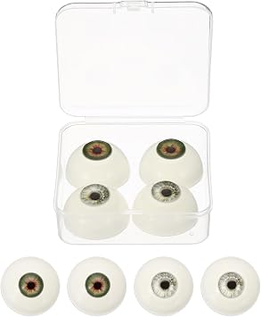 PATIKIL 32 mm Realistic Eyes Big Eyeballs, 2 Pair Acrylic Scary Half Round Fake Eyes Props for Halloween Party Horror Mask DIY Craft Decoration, Silver Red Green