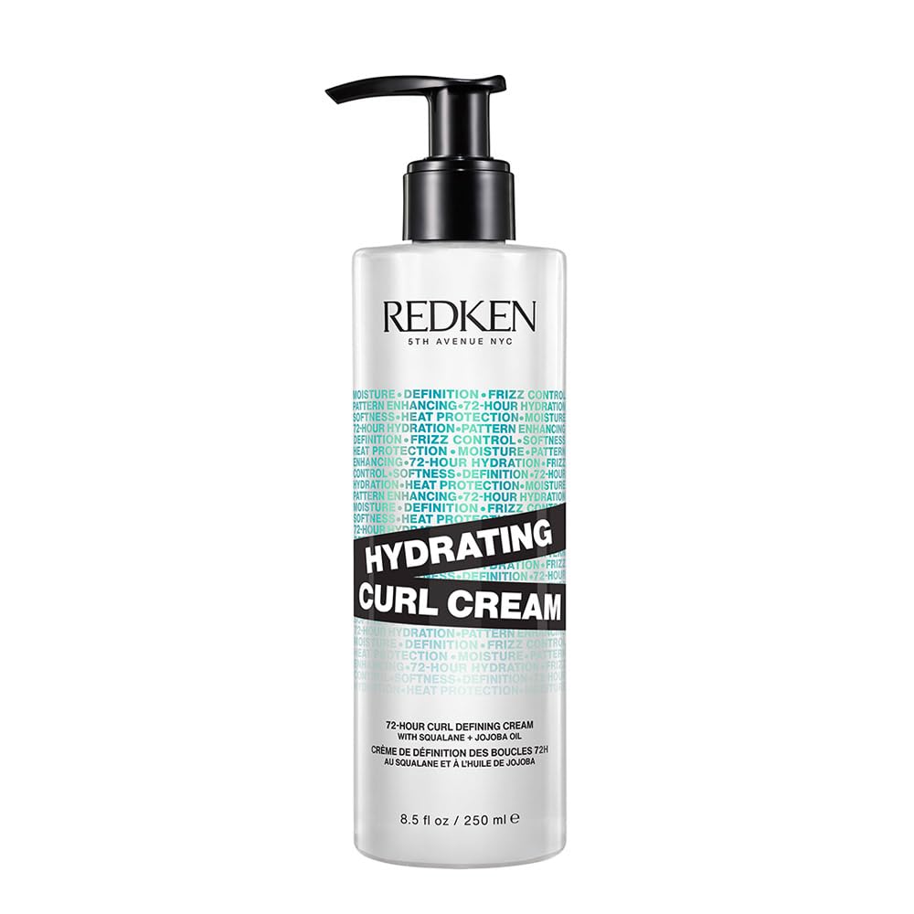 Redken Krem pielęgnujący do 72 godzin zdefiniowanych i nawilżonych loków, ochrona przed wysoką temperaturą do 230°, z olejkiem skwalanowym i jojoba, bez silikonu, krem nawilżający, 1 x 250 ml