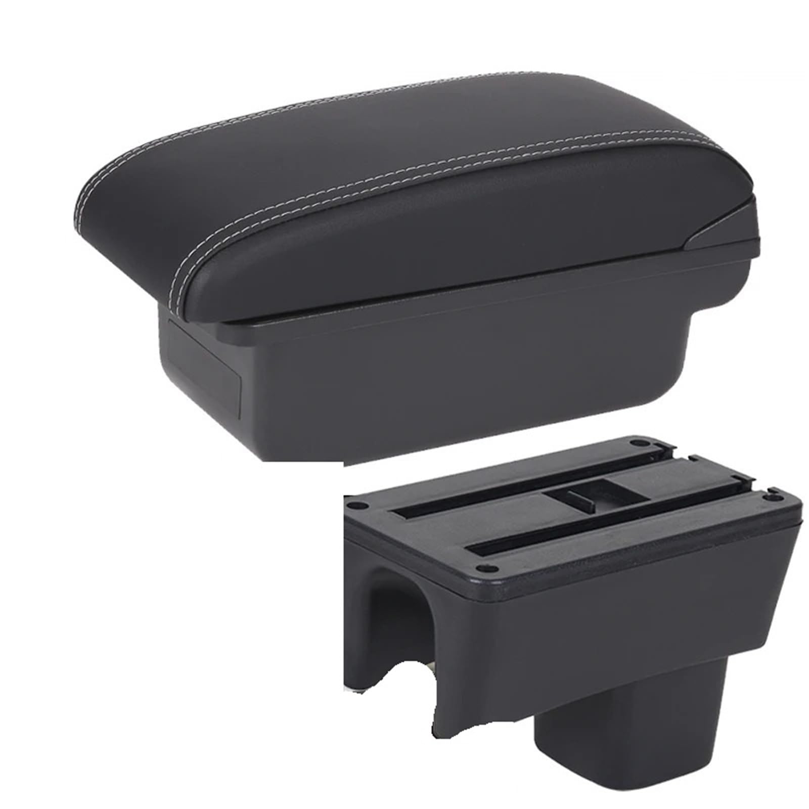 Car Armrest Box For SUZUKI For Swift 2005-2025 Car Armrest Auto Storage Box Bracing Heighten Interior Details(C3 Black white NoUSB)