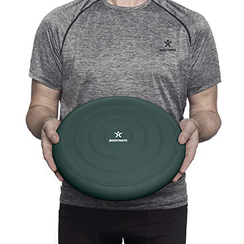 BODYMATE Ballsitzkissen COMFORT inkl. Pumpe MIDNIGHT-GREEN 33cm Durchmesser - Balance-Kissen, Sitzballkissen, Luftkissen, Balance Pad - Core-, Fitness-, Reha-, Koordinations- und Rückentraining