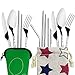 FineGood Set di 2 posate (11 pezzi) set di posate in acciaio inox, forchetta, cucchiaio, bacchette, cannucce, stoviglie portatili con valigette per il trasporto