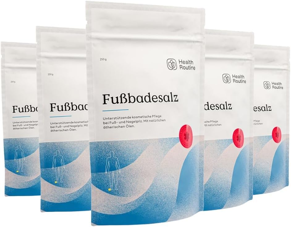 Health Routine Natürliches Fußbadesalz mit Teebaumöl 5er Pack – Für Pflege und Hygiene der Füße, mit 100% natürlichen Wirkstoffen