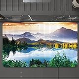 Badematte rutschfest waschbar Badvorleger,Szenische Sammlung, Bergseeblick, sonniger Tag, Naturbild, Kunstgemälde, Effektdruck,,weich Mikrofaser saugstark Badteppich für Badezimmer Badewanne, 40x60 cm