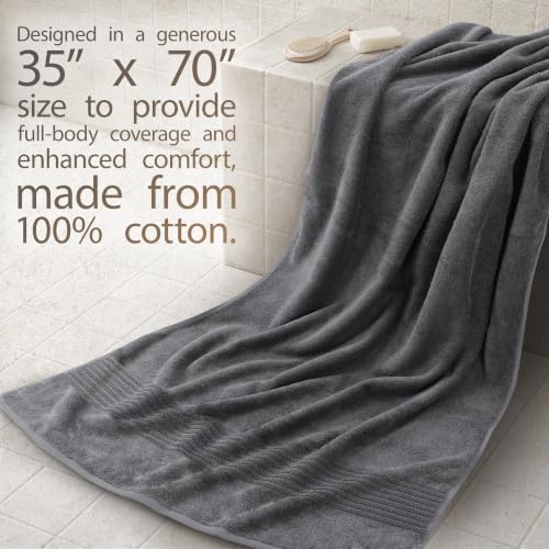 Image of Cotton Paradise 100% Cotton Turkish Towel Set, Soft Absorbent Quick Dry, 2 Piece 35x70 Bath Sheet Set, Dark Gray