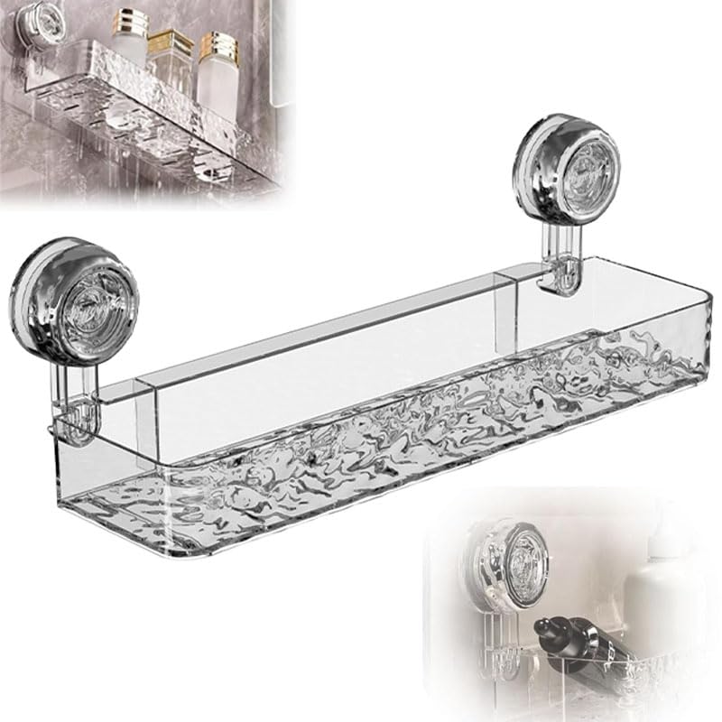Corrugated Suction Cup Storage Holder Movable No-Drill Wall-Mounted and Large Capacity Hanging Shower Caddy with Drain Holes Organizers