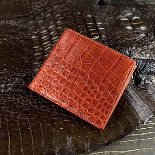 Image of HATA Light Brown Exotic Bifold Leather Wallet with Hidden Compartment, Men's Minimalist Wallets RFID Blocking & ID Window Card Holder, Handmade Gift for Birthday, Anniversary, Father's Day VINAM-30