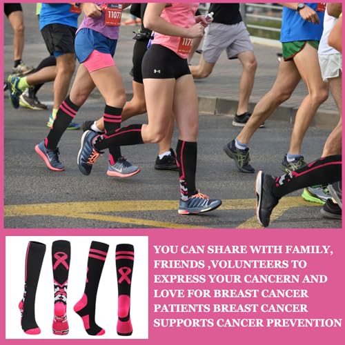 Foaincore 60 Pairs Breast Cancer Socks Bulk for Women Pink Ribbon Football Knee High Socks Breast Cancer Awareness Accessories Athletic Softball Volleyball Sport Gifts 6