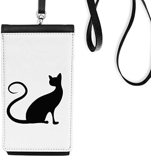 Elegant Black Cat Animal Outline Phone Wallet Purse Hanging Mobile Pouch Black Pocket