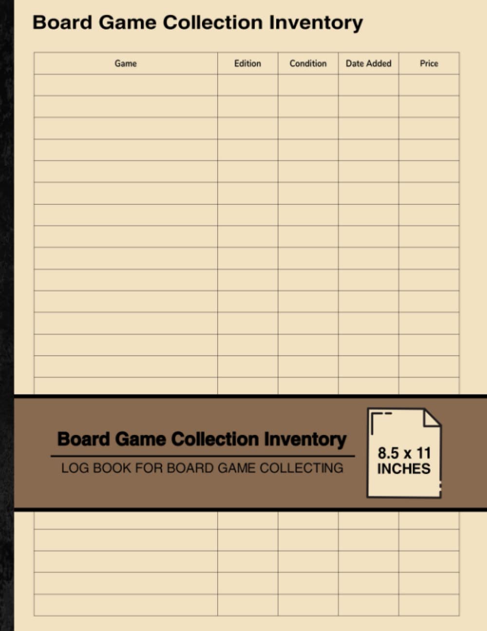 Board Game Collection Inventory: Log Book For Board Game Collecting | For Board Game Collectors | Large
