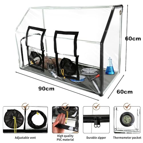Kit de culture de champignons – 90 x 60 x 60 cm – Boîte à air fixe pour cultiver des champignons, comprend 2 pulvérisateurs et un thermomètre – Échange d'air frais – Solution portable pour la culture