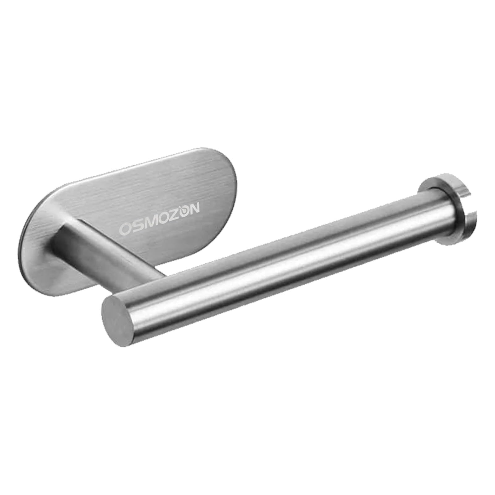 OSMOZON SUS304 Stainless Steel Toilet Paper Holder Self-Adhesive Brushed Finish Chrome Toilet Roll Holder for Bathroom Kitchen Adhesive (Round)