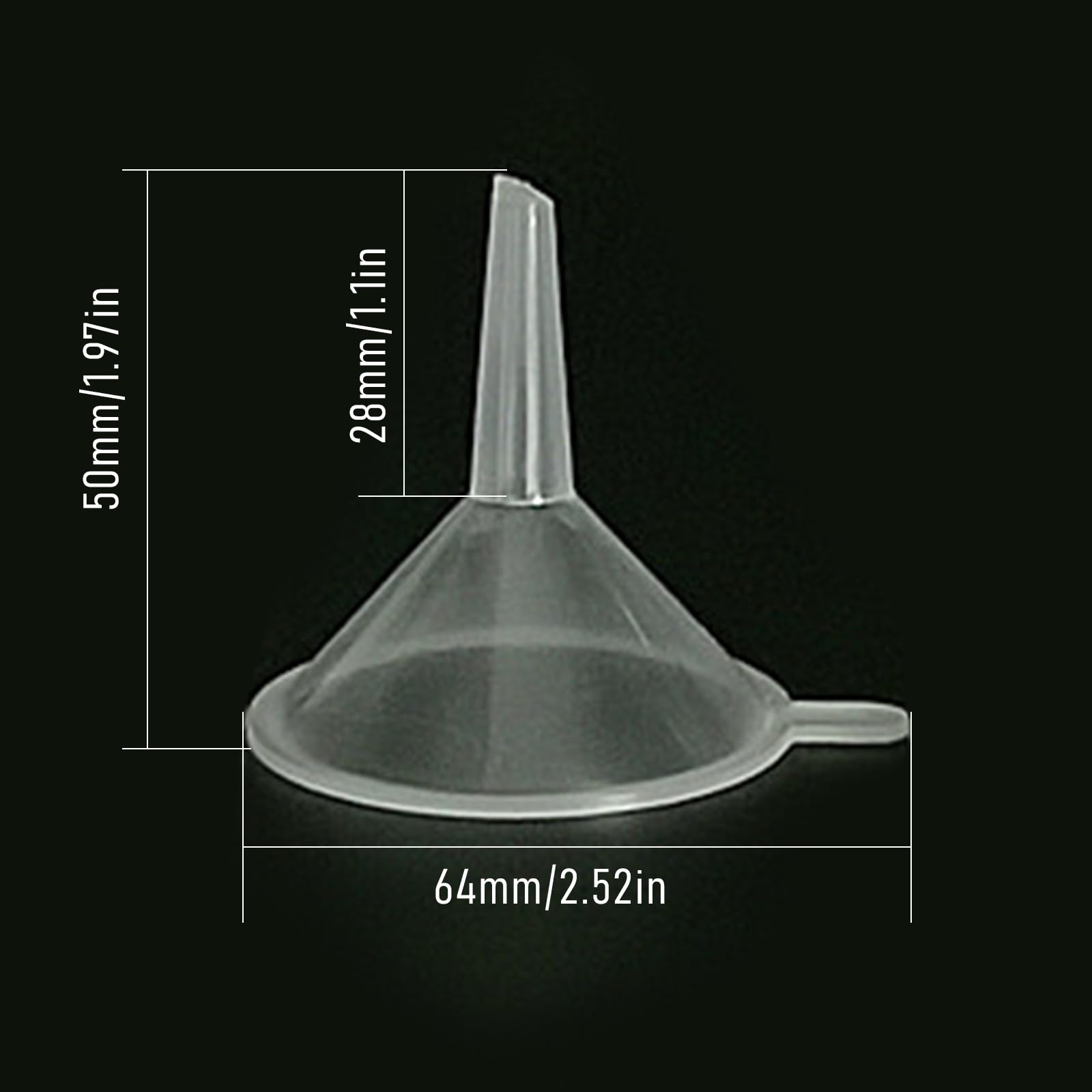 OSTTRPO Mini Funnel 10-Pack, 2.16-Inch Clear Plastic Funnel for Filling Bottles, Perfect for Essential Oils, Perfume, Science Lab, Sand Art, Baby Oil, Flask, and Fine-Line Applicators