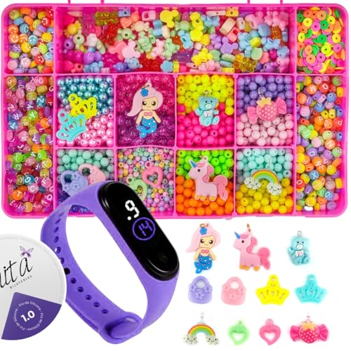 Kit Miçangas Infantil Coloridas P/Montar Pulseiras 4000 Pçs artesanato