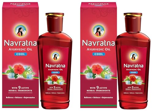 Image of Navratna Ayurvedic Cool Oil |Power of 9 Ayurvedic Herbs |Relieves Headache, Fatigue, Sleeplessness and Tension, 300ml (Pack of 2)