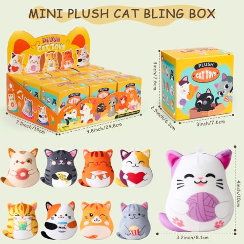 Image of Winrayk Cat Small Stuffed Animals with Blind Boxes, 9 Pack Mini Stuffed Animals Bulk Party Favors for Kids Boys Girls Birthday Gift Carnival Classroom Prize Goodie Bag Stuffer Pinata Filler Plush Toys